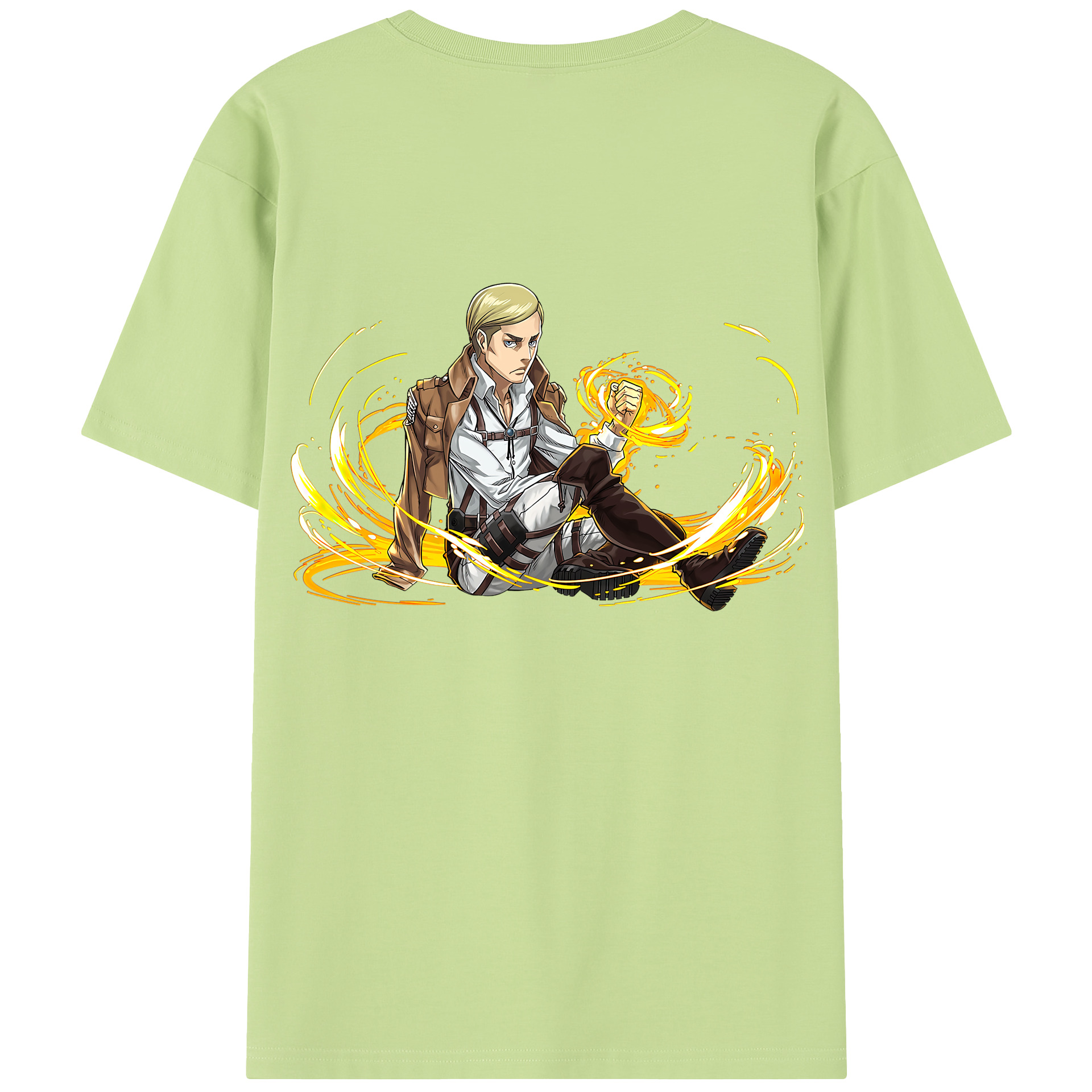 （画像用） 進撃の巨人 エルヴィン・スミス Attack on Titan Erwin Smith 綿100％半袖Tシャツ（背面プリント）